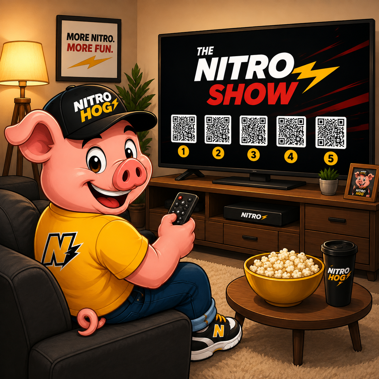 NitroHog at a screen promoting NitroCredits