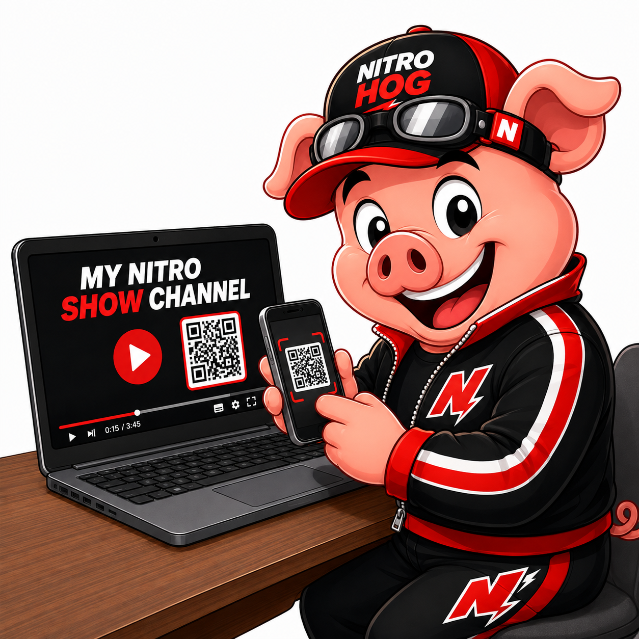 NitroHog using a phone to scan a Nitro QR code